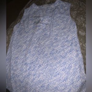 CHAUS New York ~ light blue and white speckled pattern blouse